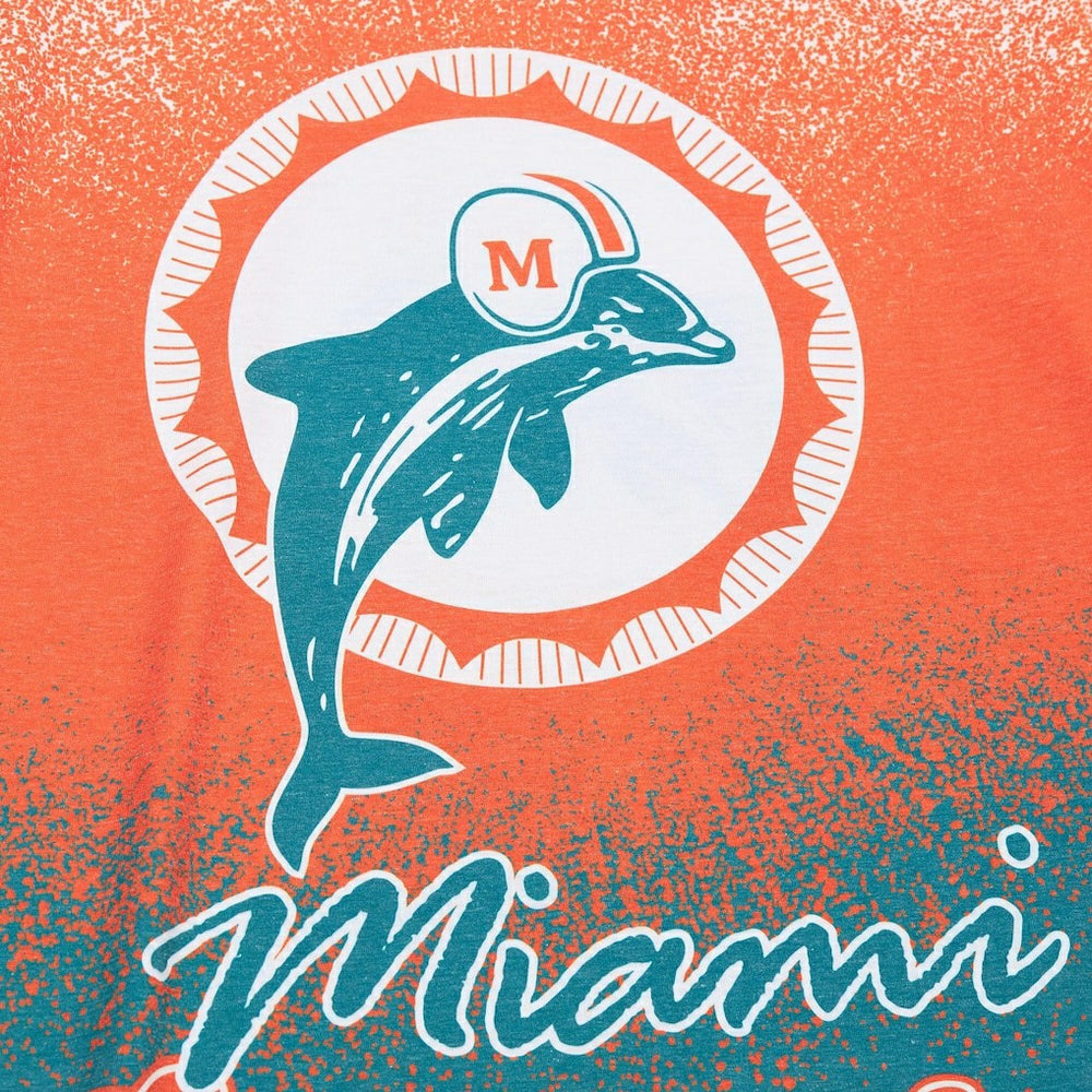 Miami Dolphins Team Burst Vintage Logo T-Shirt White - Mitchell & Ness