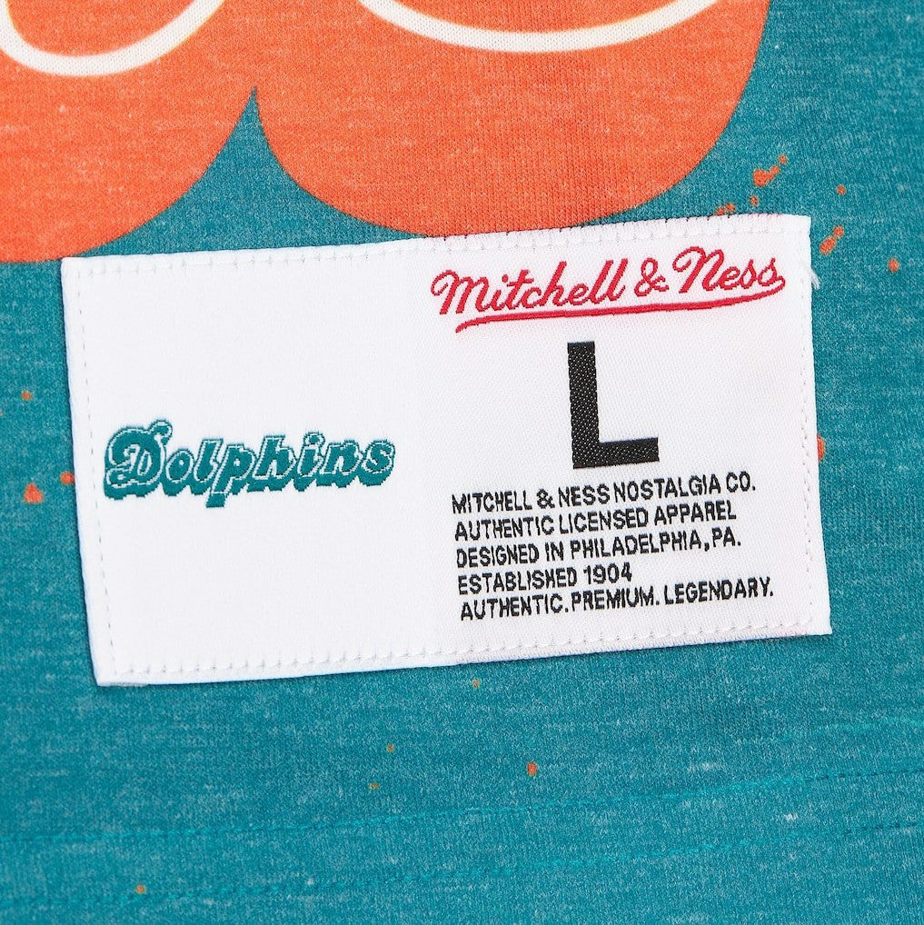 Miami Dolphins Team Burst Vintage Logo T-Shirt White - Mitchell & Ness