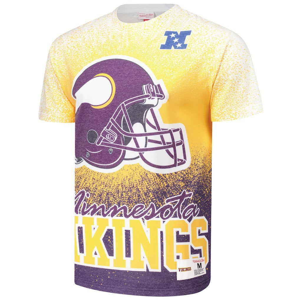 Minnesota Vikings Team Burst Vintage Logo T-Shirt White - Mitchell & Ness