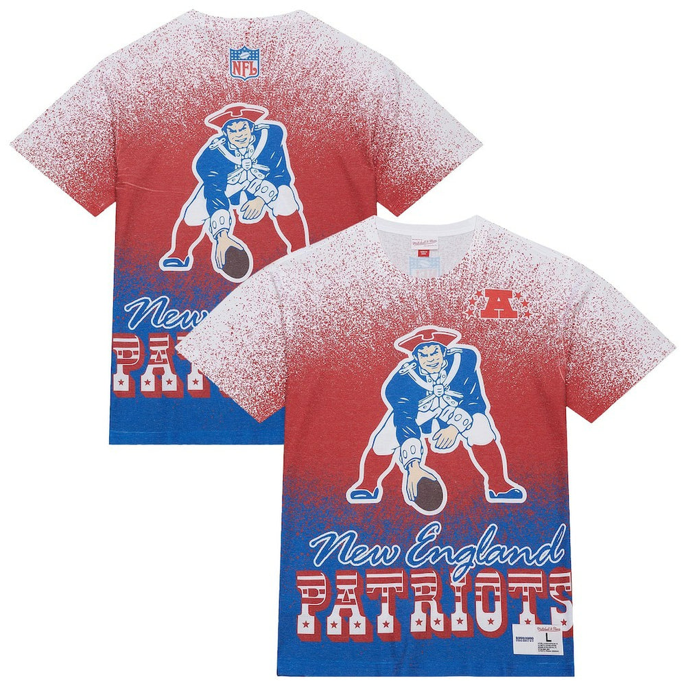 New England Patriots Team Burst Vintage Logo T-Shirt White - Mitchell & Ness