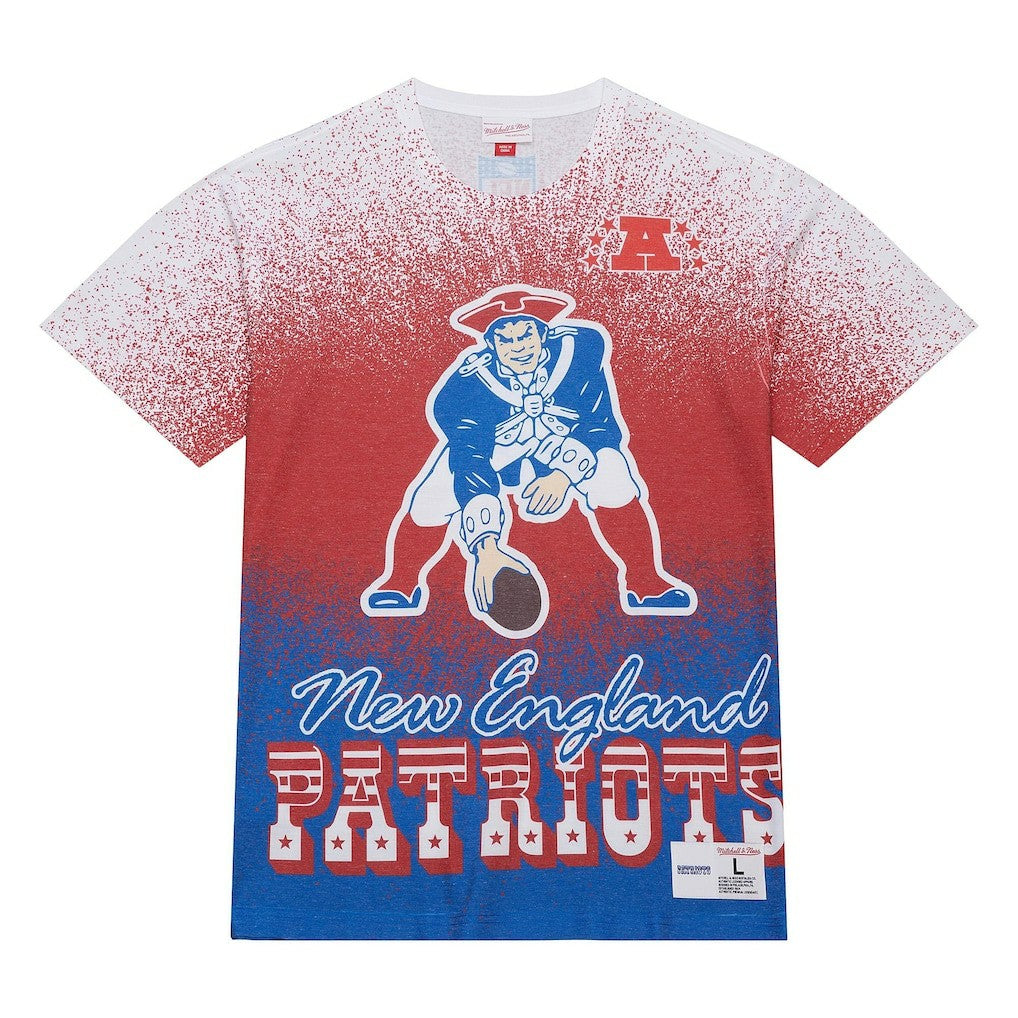 New England Patriots Team Burst Vintage Logo T-Shirt White - Mitchell & Ness