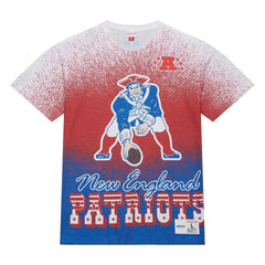 New England Patriots Team Burst Vintage Logo T-Shirt White - Mitchell & Ness