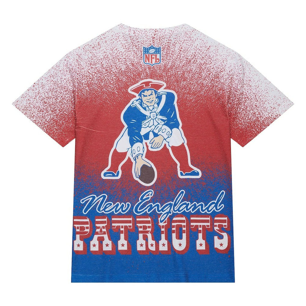 New England Patriots Team Burst Vintage Logo T-Shirt White - Mitchell & Ness