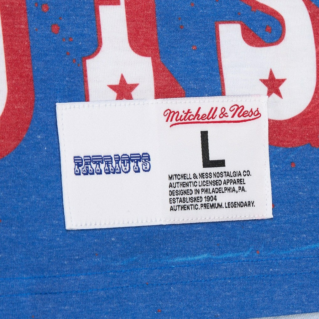 New England Patriots Team Burst Vintage Logo T-Shirt White - Mitchell & Ness