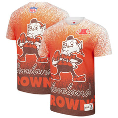 Cleveland Browns Team Burst Vintage Logo T-Shirt White - Mitchell & Ness