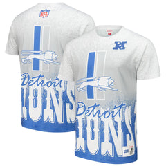 Detroit Lions Team Burst Vintage Logo T-Shirt White - Mitchell & Ness