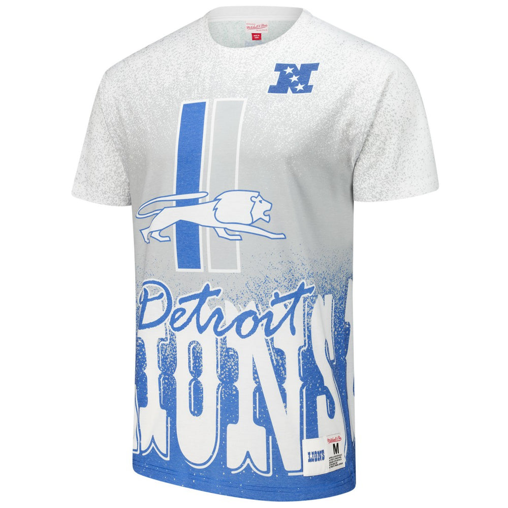 Detroit Lions Team Burst Vintage Logo T-Shirt White - Mitchell & Ness