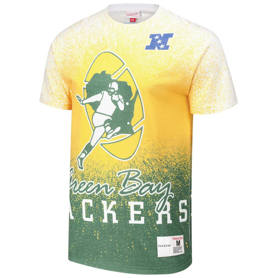 Green Bay Packers Team Burst Vintage Logo T-Shirt White - Mitchell & Ness