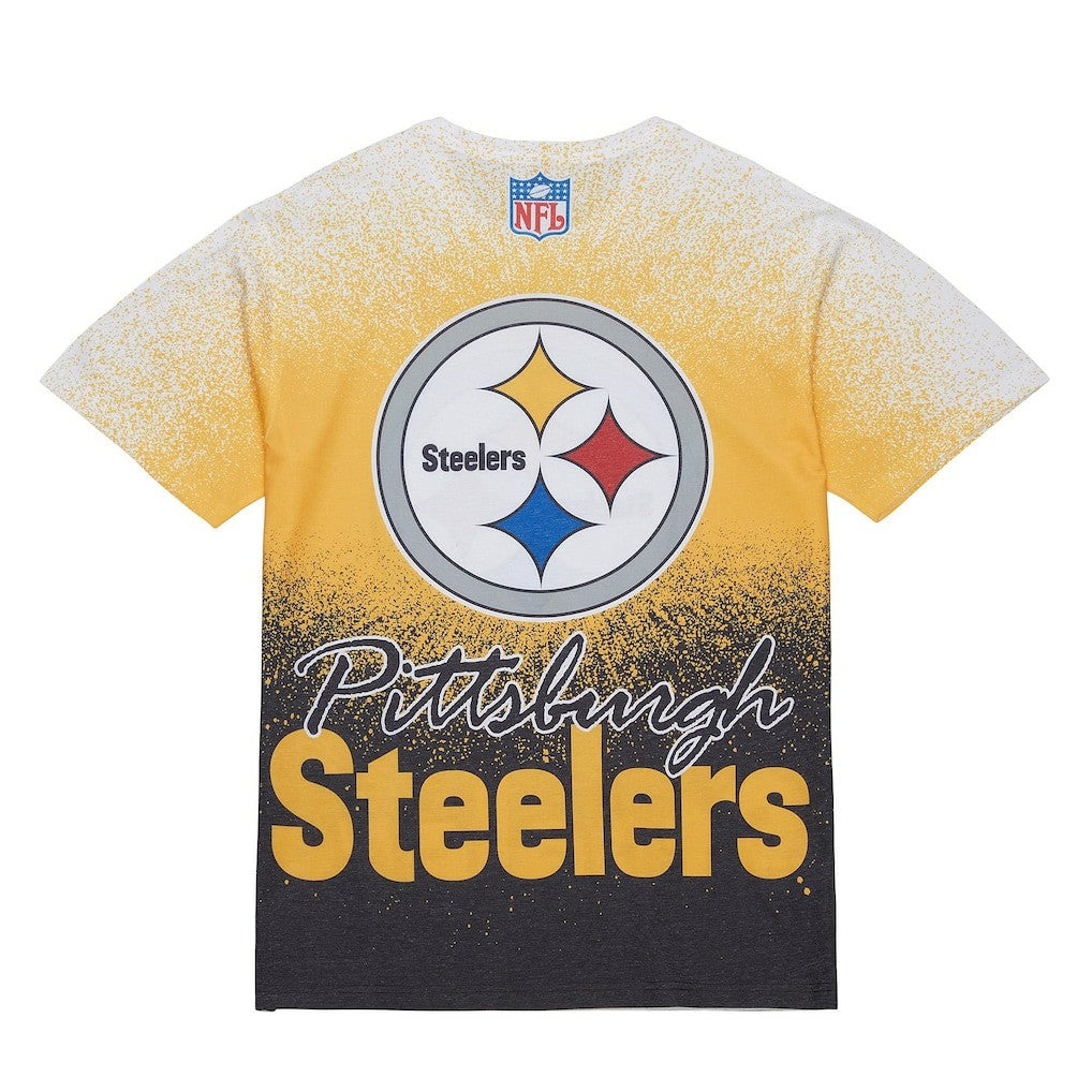 Pittsburgh Steelers Team Burst Vintage Logo T-Shirt White - Mitchell & Ness