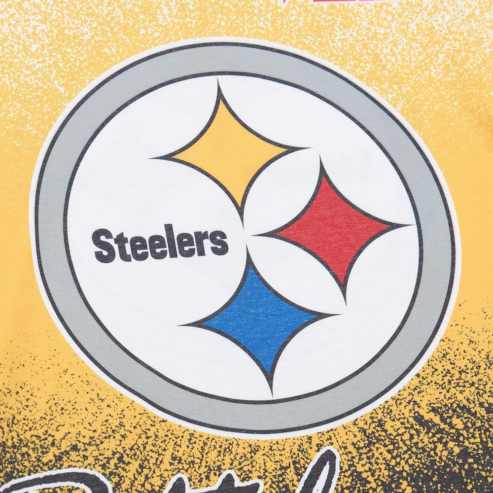 Pittsburgh Steelers Team Burst Vintage Logo T-Shirt White - Mitchell & Ness