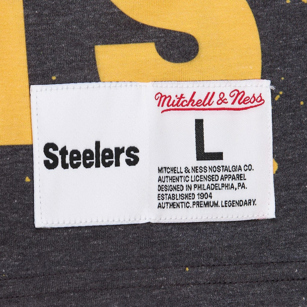 Pittsburgh Steelers Team Burst Vintage Logo T-Shirt White - Mitchell & Ness