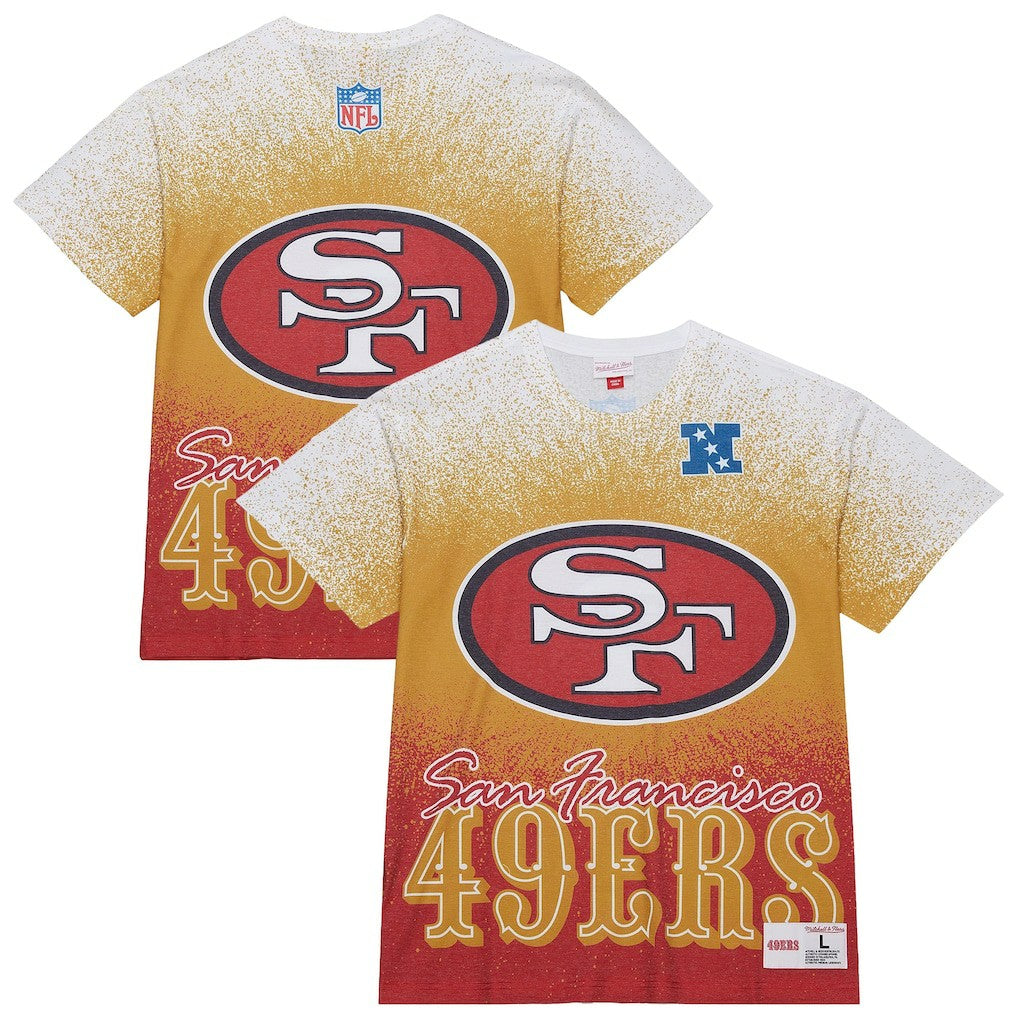 San Francisco 49ers Team Burst Vintage Logo T-Shirt White - Mitchell & Ness