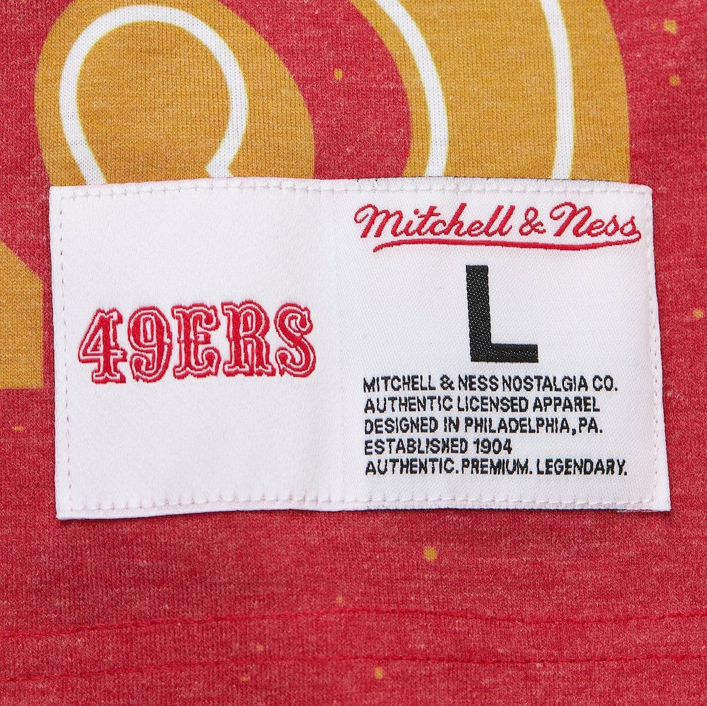 San Francisco 49ers Team Burst Vintage Logo T-Shirt White - Mitchell & Ness