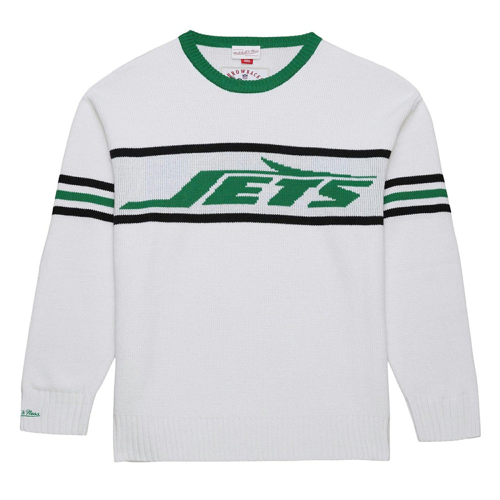 New York Jets Throwback 1984 Pullover Sweater White - Mitchell & Ness