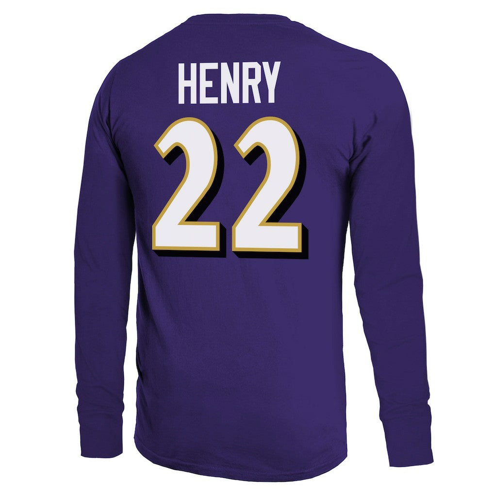 Derrick Henry Baltimore Ravens Majestic Threads Name & Number Long Sleeve T-Shirt Purple - NFL