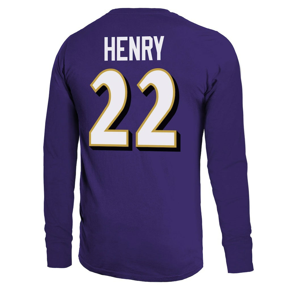 Derrick Henry Baltimore Ravens Majestic Threads Name & Number Long Sleeve T-Shirt Purple - NFL