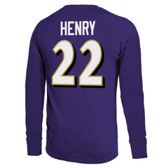 Derrick Henry Baltimore Ravens Majestic Threads Name & Number Long Sleeve T-Shirt Purple - NFL
