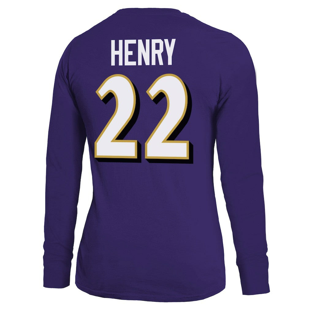 Derrick Henry Baltimore Ravens Majestic Threads Women's Name & Number Long Sleeve T-Shirt Purple - NFL