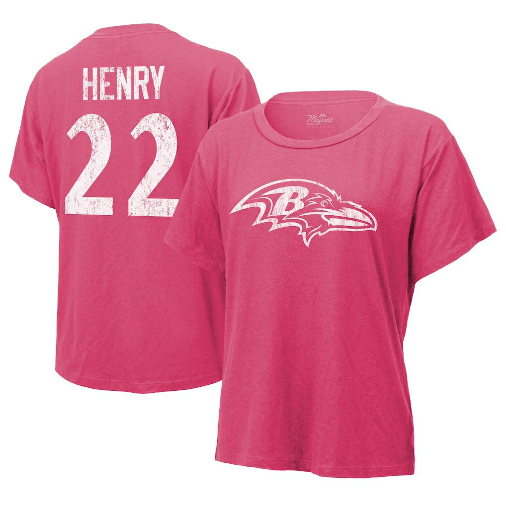 Derrick Henry Baltimore Ravens Majestic Threads Women's Name & Number T-Shirt Pink - NFL