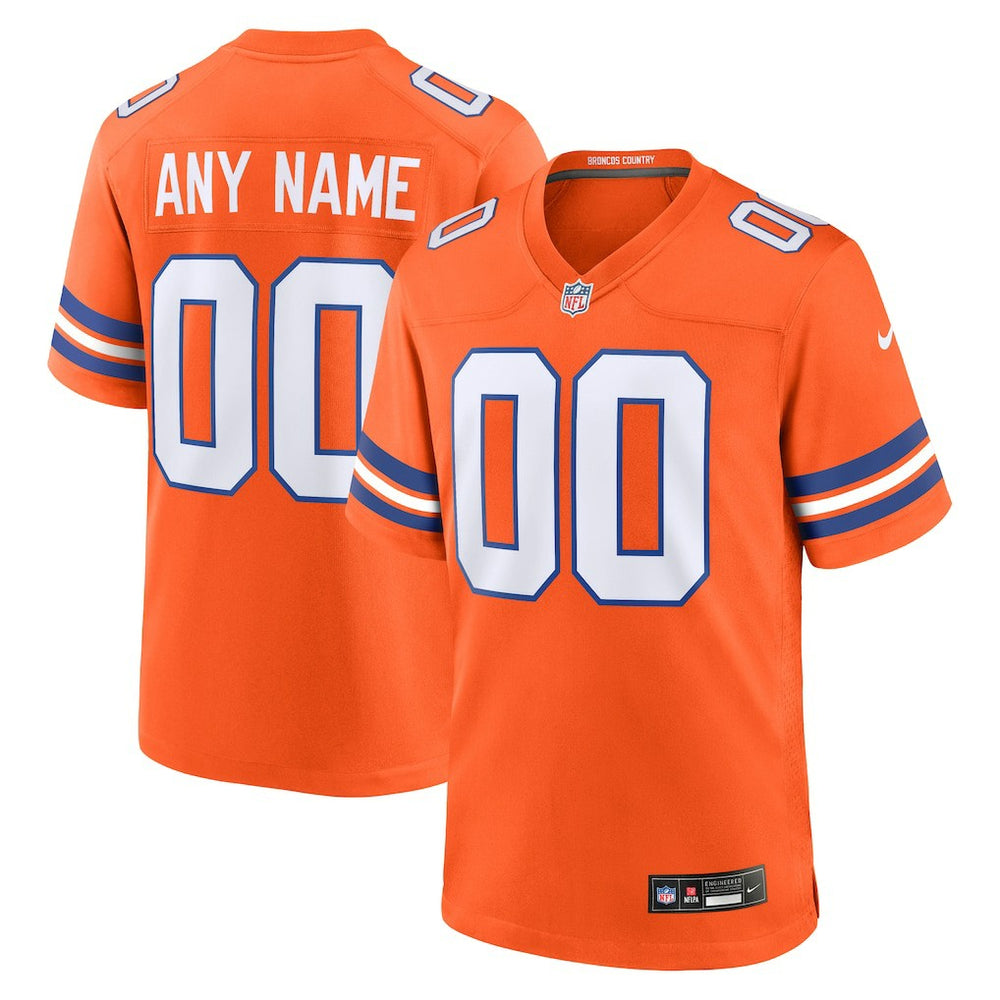 Denver Broncos Youth 2nd Alternate Custom Replica Jersey Orange - Nike