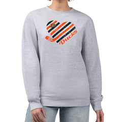 Anaheim Ducks - G-III 4Her by Carl Banks Women's Heart Graphic Pullover Sweatshirt Heather Gray