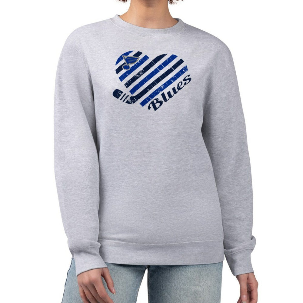 St. Louis Blues - G-III 4Her by Carl Banks Women's Heart Graphic Pullover Sweatshirt Heather Gray