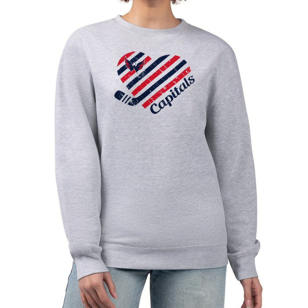 Washington Capitals G-III 4Her by Carl Banks Women's Heart Graphic Pullover Sweatshirt Heather Gray