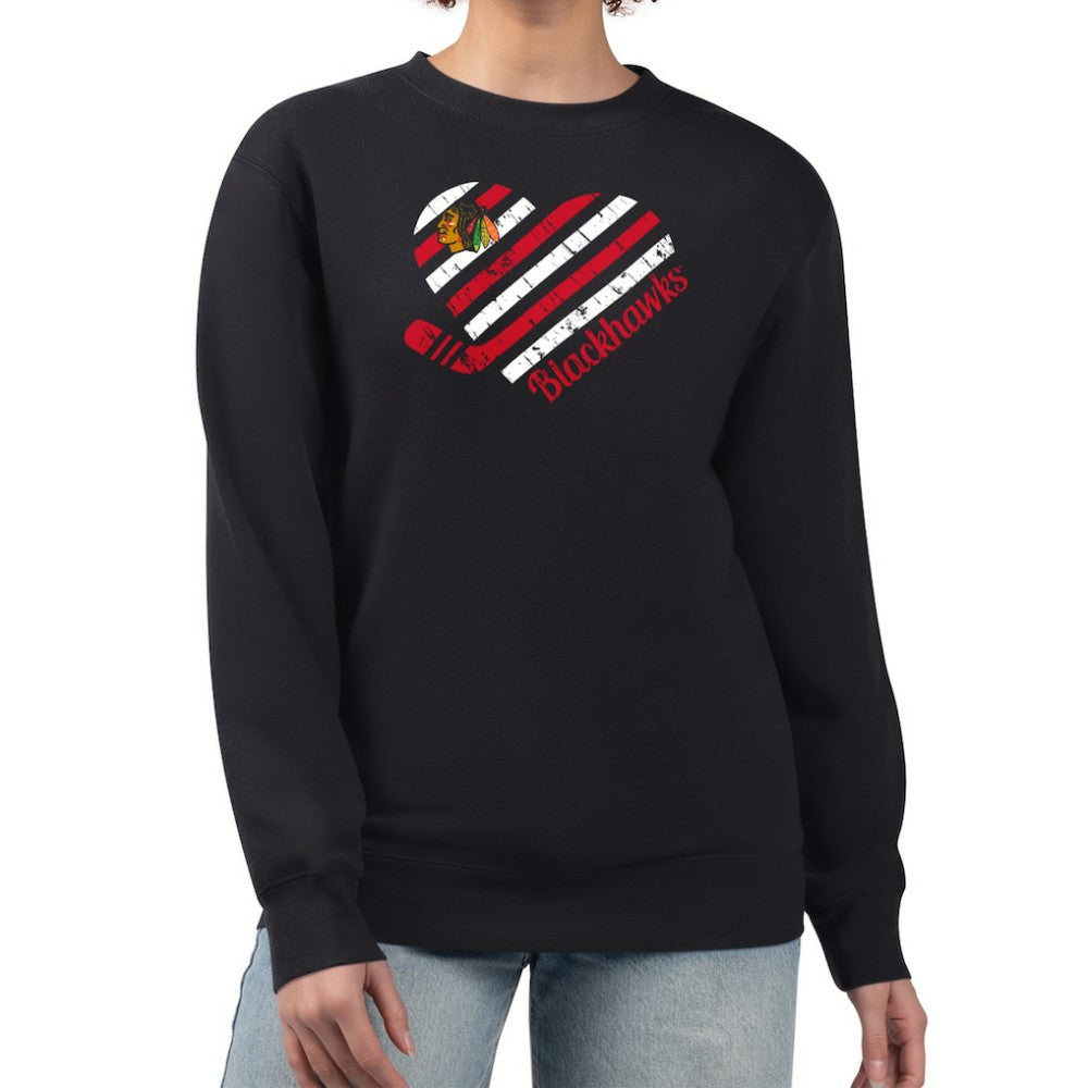 Chicago Blackhawks G-III 4Her by Carl Banks Women's Heart Graphic Pullover Sweatshirt Black