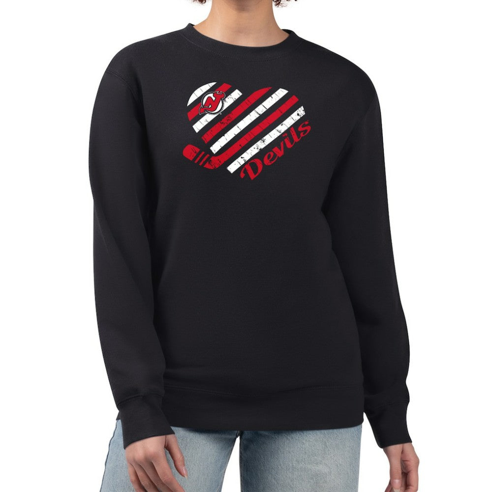 New Jersey Devils - G-III 4Her by Carl Banks Women's Heart Graphic Pullover Sweatshirt Black