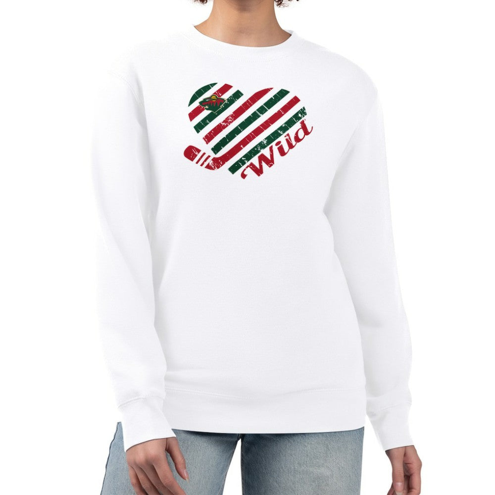 Minnesota Wild - G-III 4Her by Carl Banks Women's Heart Graphic Pullover Sweatshirt White