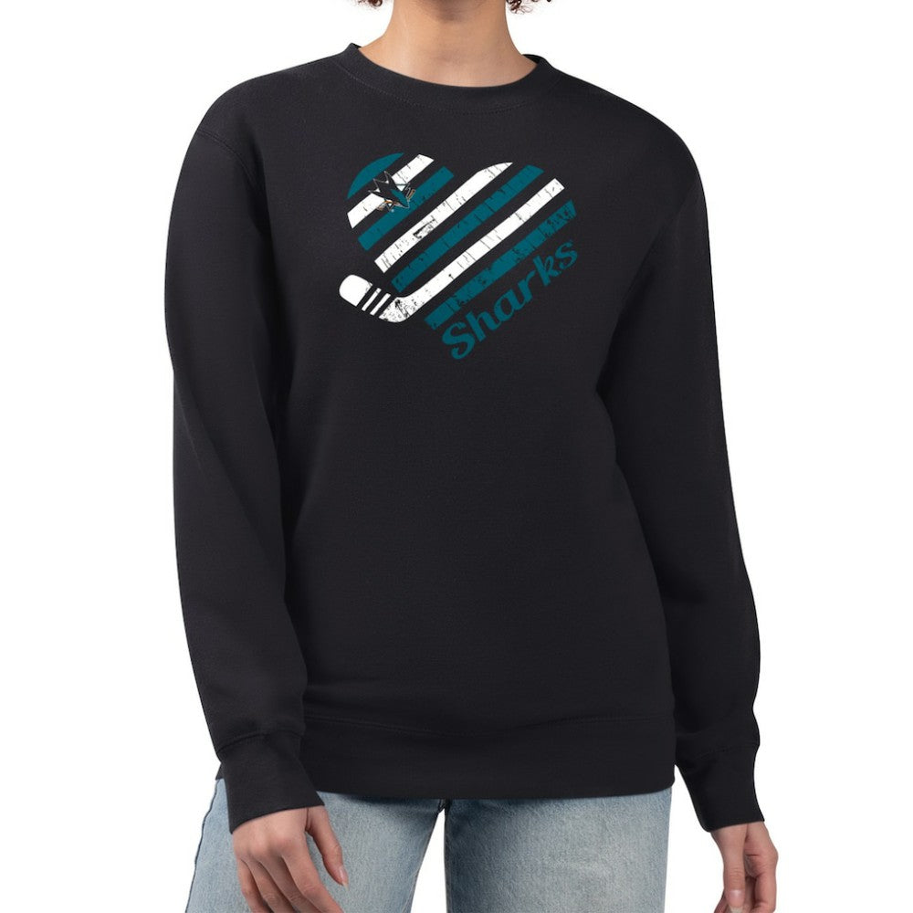 San Jose Sharks - G-III 4Her by Carl Banks Women's Heart Graphic Pullover Sweatshirt Black