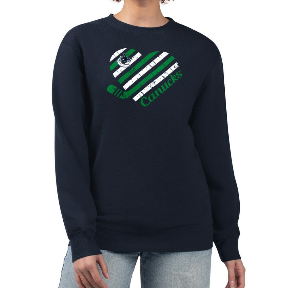 Vancouver Canucks - G-III 4Her by Carl Banks Women's Heart Graphic Pullover Sweatshirt Navy