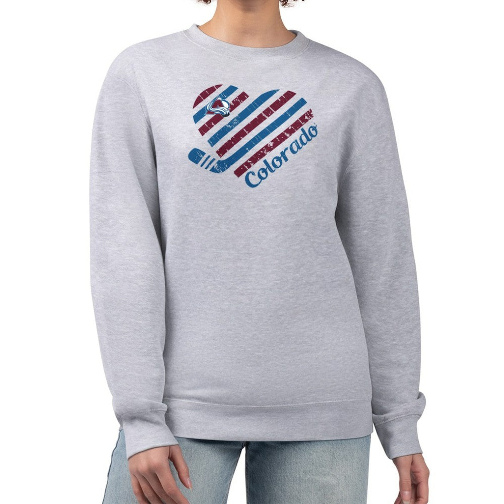 Colorado Avalanche - G-III 4Her by Carl Banks Women's Heart Graphic Pullover Sweatshirt Heather Gray
