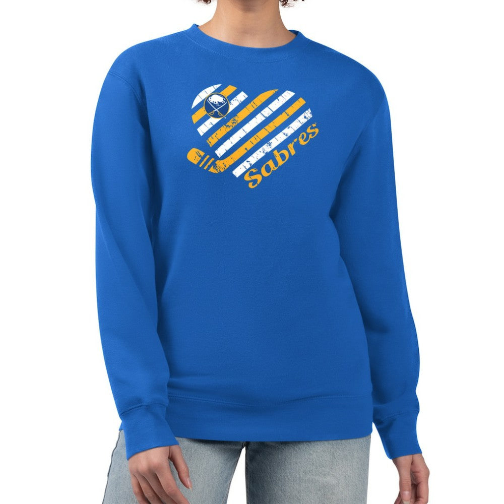 Buffalo Sabres - G-III 4Her by Carl Banks Women's Heart Graphic Pullover Sweatshirt Royal