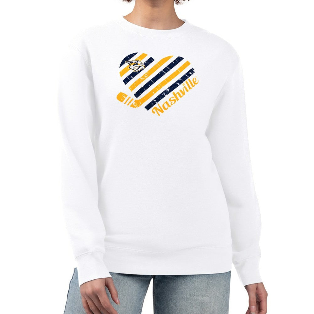 Nashville Predators - G-III 4Her by Carl Banks Women's Heart Graphic Pullover Sweatshirt White