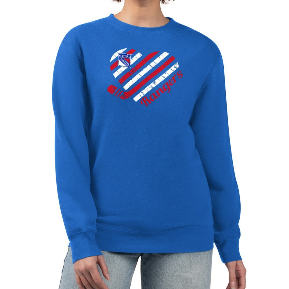 New York Rangers G-III 4Her by Carl Banks Women's Heart Graphic Pullover Sweatshirt Blue