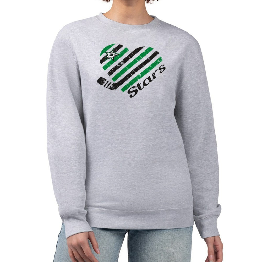 Dallas Stars - G-III 4Her by Carl Banks Women's Heart Graphic Pullover Sweatshirt Heather Gray