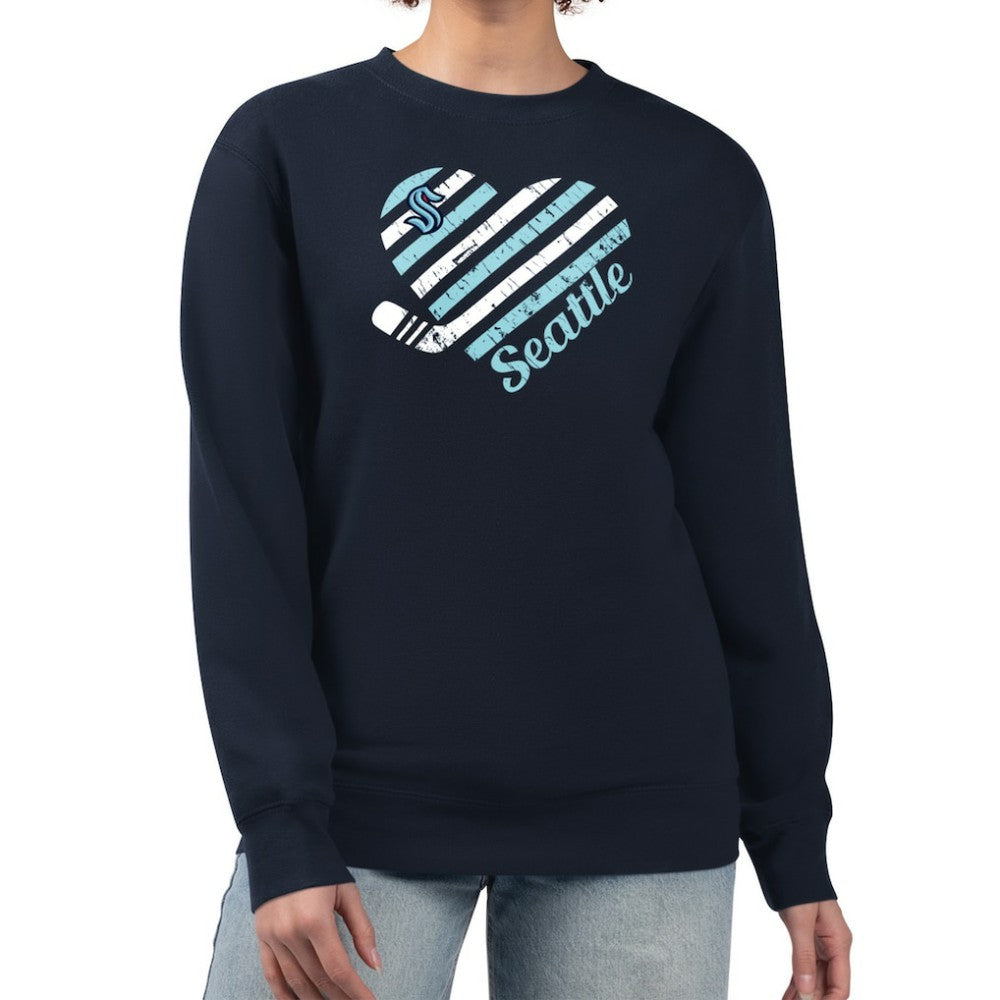 Seattle Kraken G-III 4Her by Carl Banks Women's Heart Graphic Pullover Sweatshirt Navy