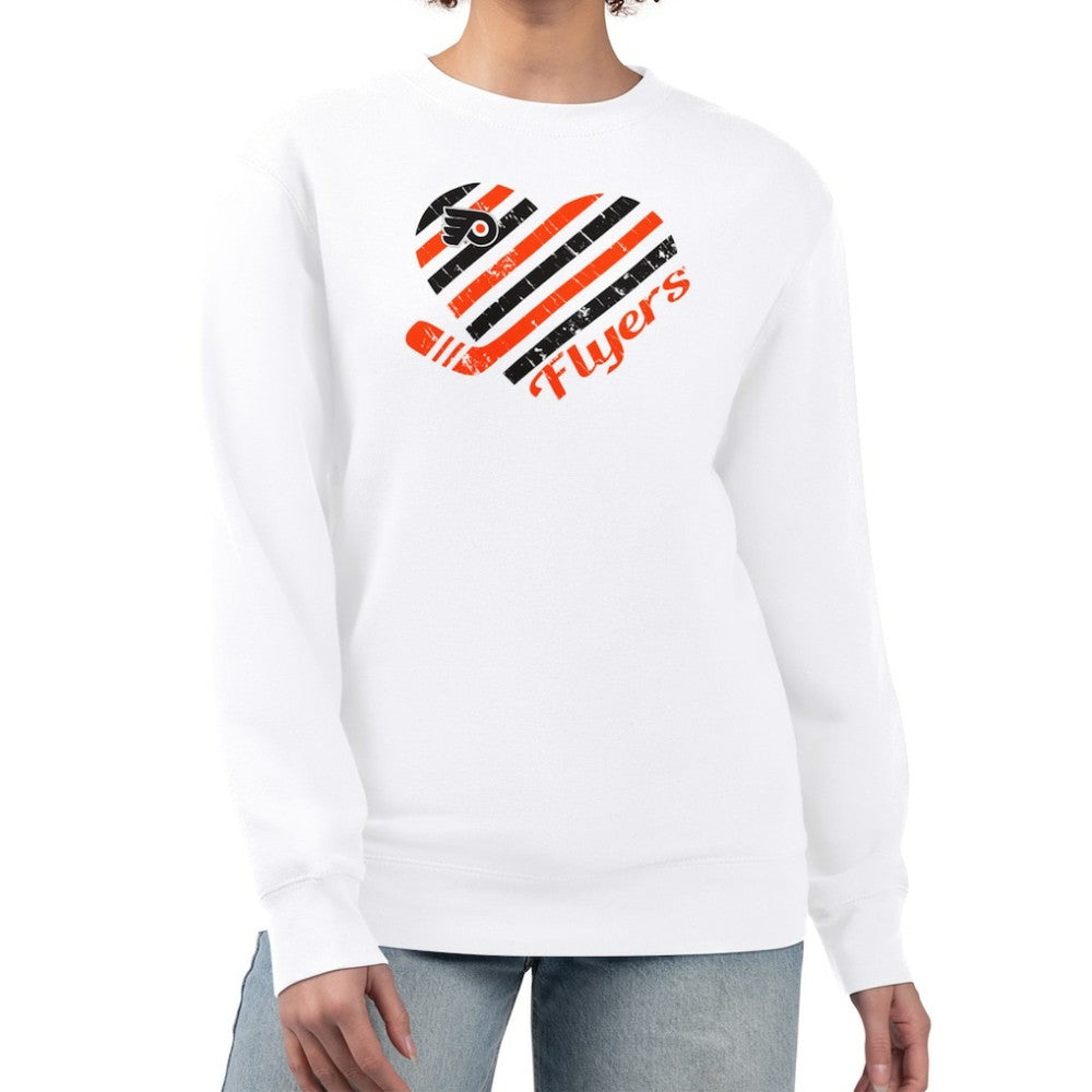 Philadelphia Flyers - G-III 4Her by Carl Banks Women's Heart Graphic Pullover Sweatshirt White