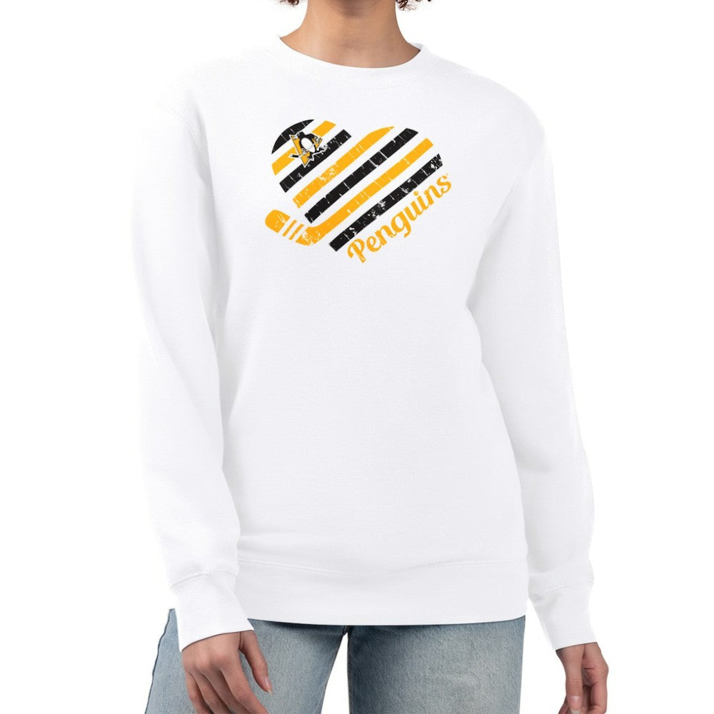 Pittsburgh Penguins G-III 4Her by Carl Banks Women's Heart Graphic Pullover Sweatshirt White