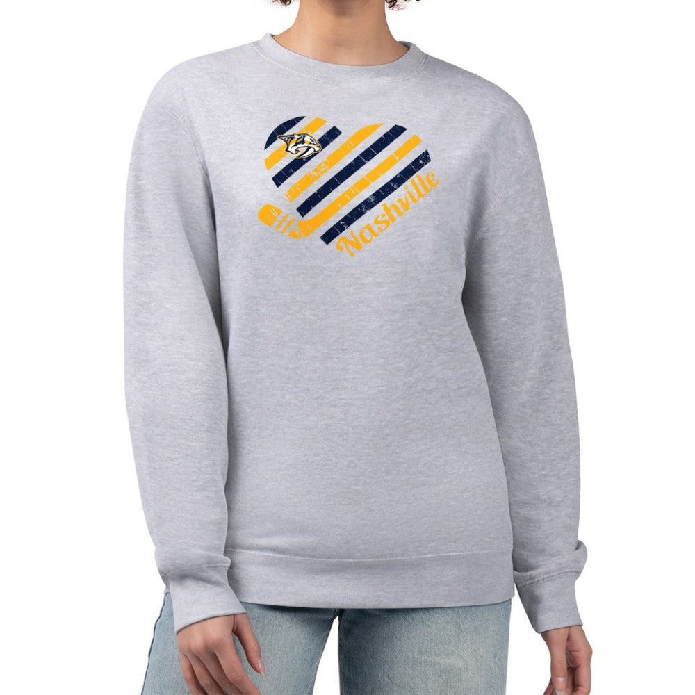Nashville Predators - G-III 4Her by Carl Banks Women's Heart Graphic Pullover Sweatshirt Heather Gray