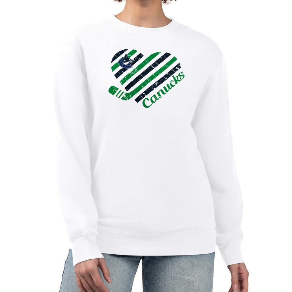 Vancouver Canucks - G-III 4Her by Carl Banks Women's Heart Graphic Pullover Sweatshirt White