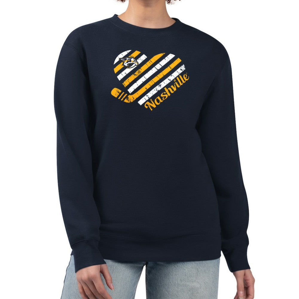 Nashville Predators - G-III 4Her by Carl Banks Women's Heart Graphic Pullover Sweatshirt Navy