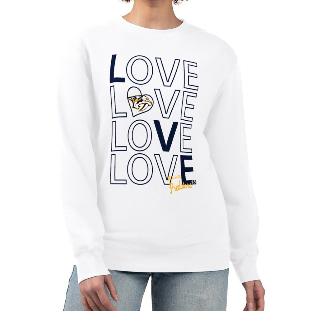 Nashville Predators - G-III 4Her by Carl Banks Women's Lots Of Love Team Logo Graphic Pullover Sweatshirt White