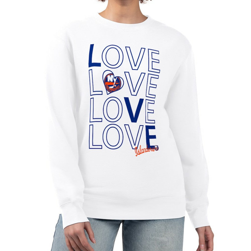 New York Islanders - G-III 4Her by Carl Banks Women's Lots Of Love Team Logo Graphic Pullover Sweatshirt White