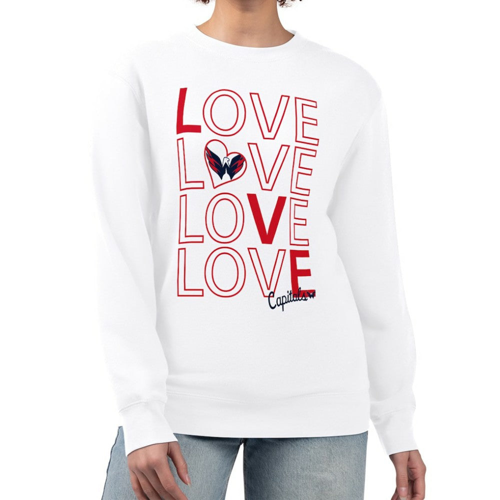 Washington Capitals G-III 4Her by Carl Banks Women's Lots Of Love Team Logo Graphic Pullover Sweatshirt White