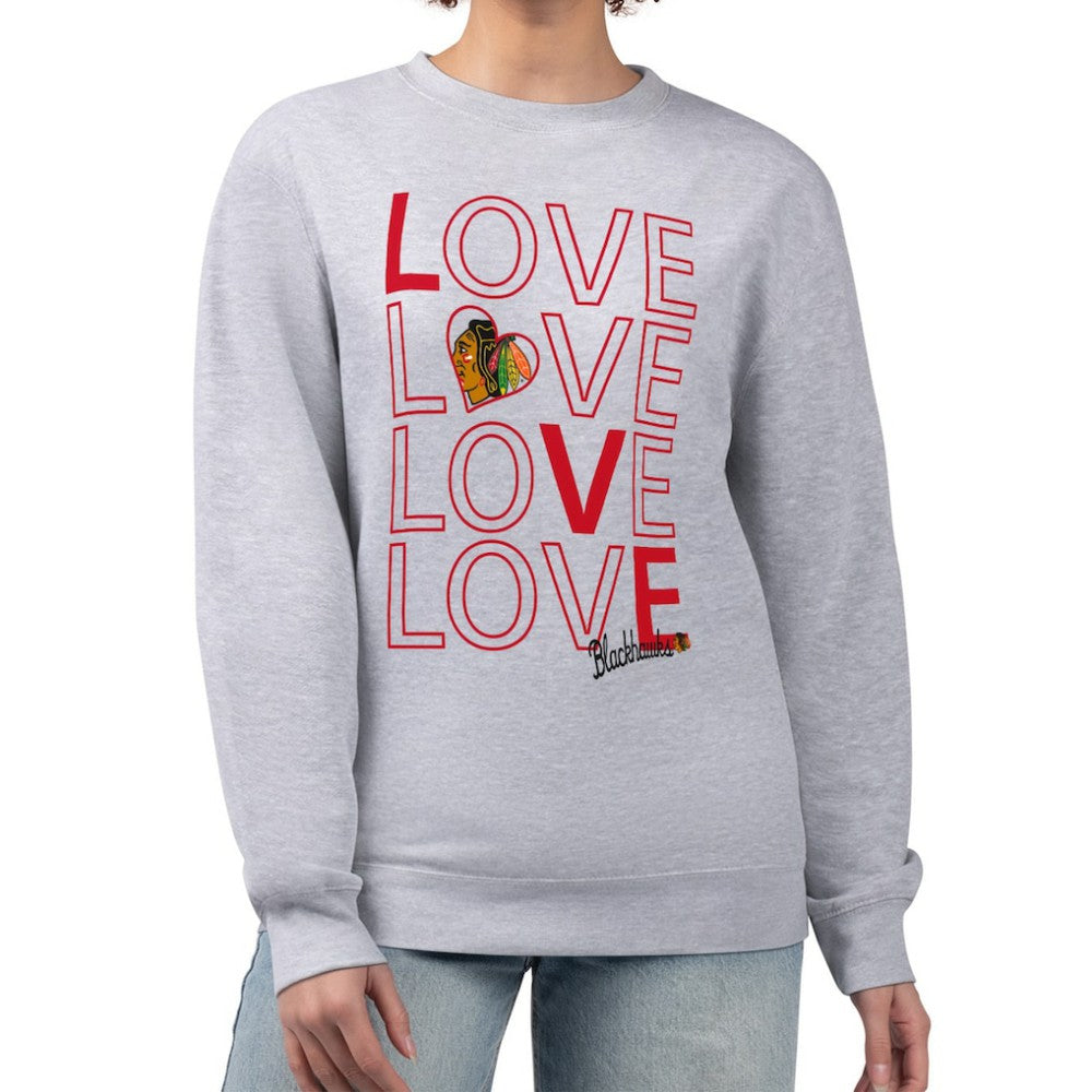 Chicago Blackhawks G-III 4Her by Carl Banks Women's Lots Of Love Team Logo Graphic Pullover Sweatshirt Heather Gray