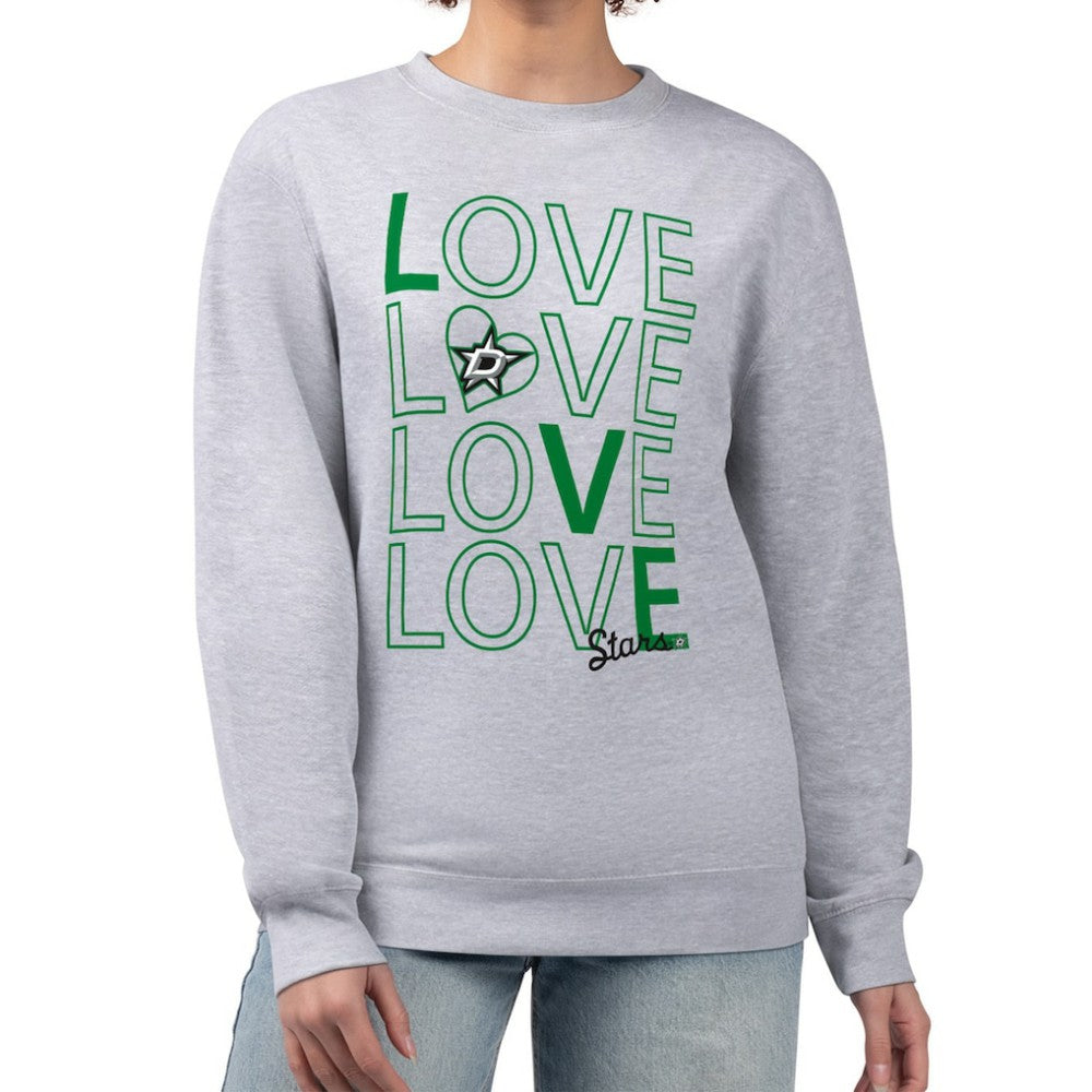 Dallas Stars - G-III 4Her by Carl Banks Women's Lots Of Love Team Logo Graphic Pullover Sweatshirt Heather Gray