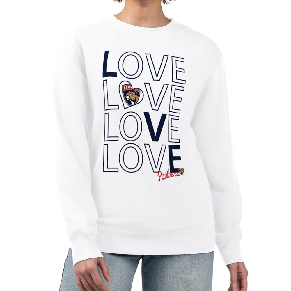 Florida Panthers - G-III 4Her by Carl Banks Women's Lots Of Love Team Logo Graphic Pullover Sweatshirt White