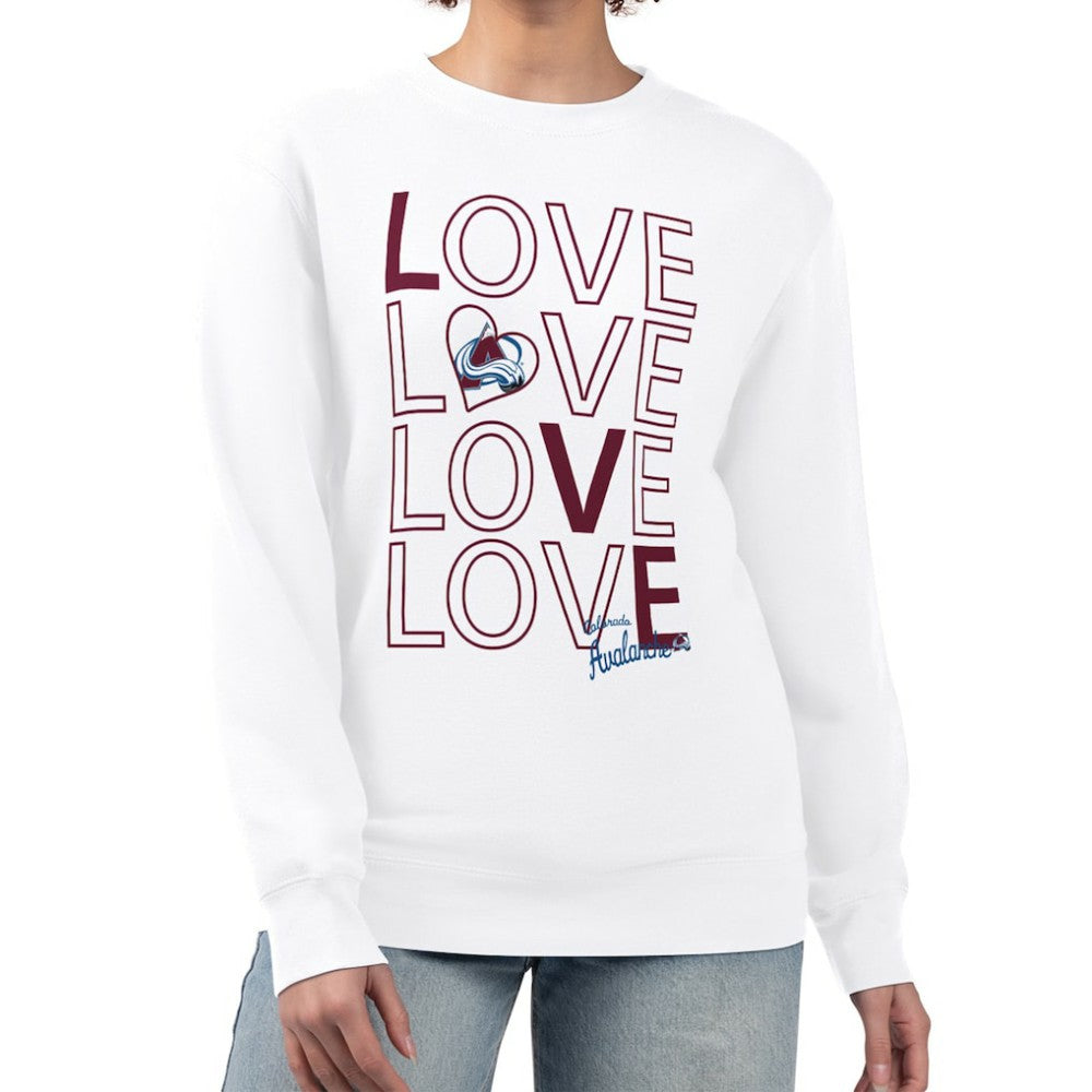 Colorado Avalanche - G-III 4Her by Carl Banks Women's Lots Of Love Team Logo Graphic Pullover Sweatshirt White